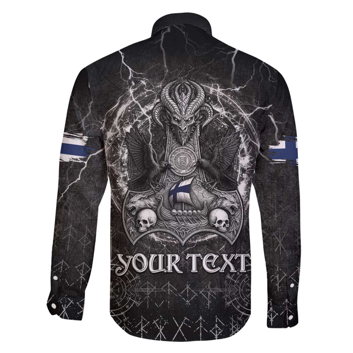 Personalized Finland Viking Family Matching Off The Shoulder Long Sleeve Dress and Hawaiian Shirt Odin's Raven Legacy - Wonder Print Shop