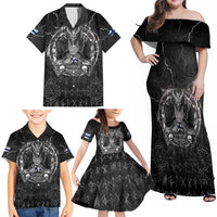 Personalized Finland Viking Family Matching Off Shoulder Maxi Dress and Hawaiian Shirt Odin's Raven Legacy - Wonder Print Shop