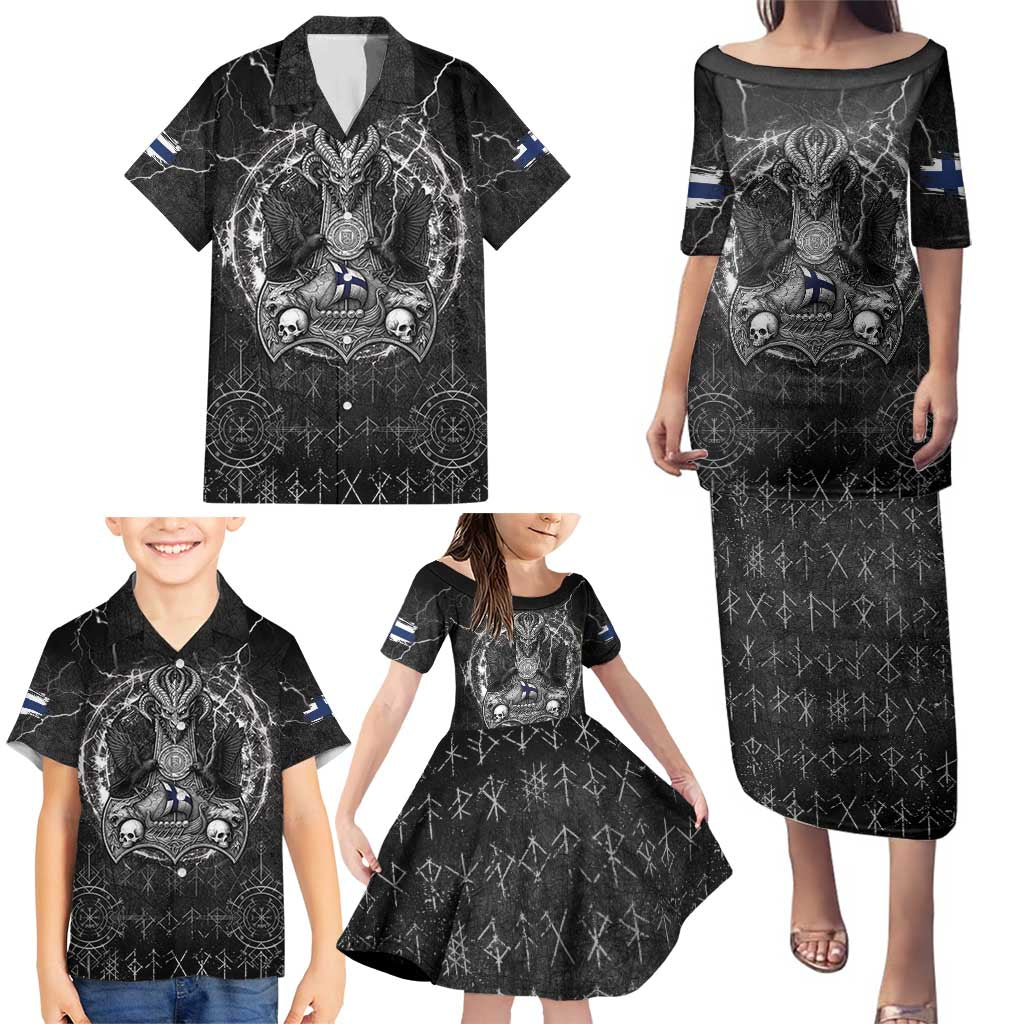 Personalized Finland Viking Family Matching Puletasi and Hawaiian Shirt Odin's Raven Legacy - Wonder Print Shop