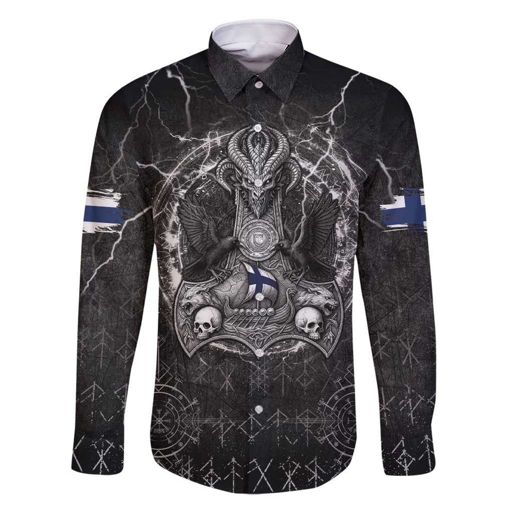 Personalized Finland Viking Family Matching Short Sleeve Bodycon Dress and Hawaiian Shirt Odin's Raven Legacy - Wonder Print Shop