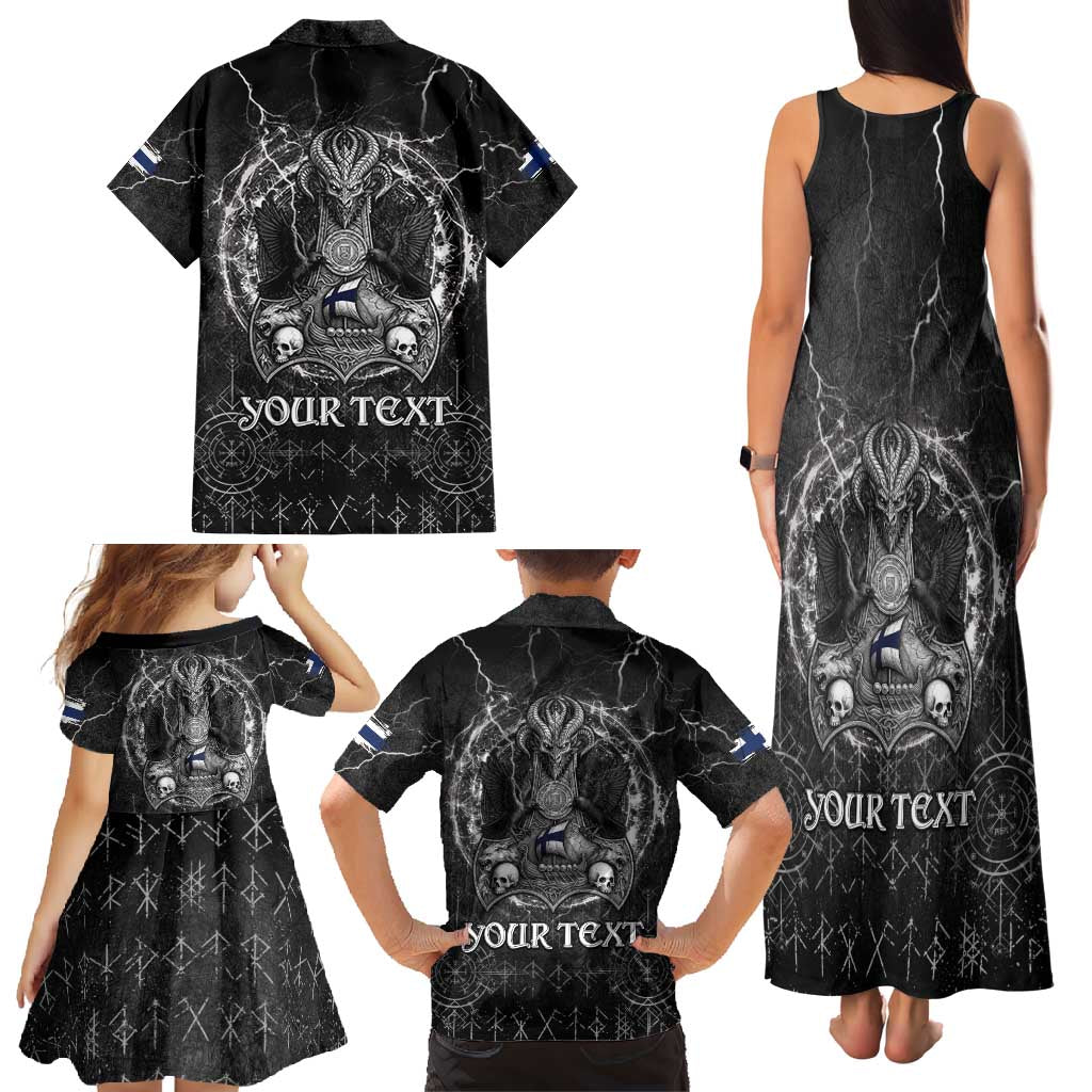 Personalized Finland Viking Family Matching Tank Maxi Dress and Hawaiian Shirt Odin's Raven Legacy - Wonder Print Shop