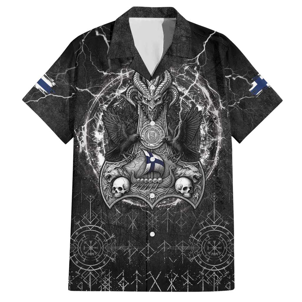 Personalized Finland Viking Hawaiian Shirt Odin's Raven Legacy - Wonder Print Shop