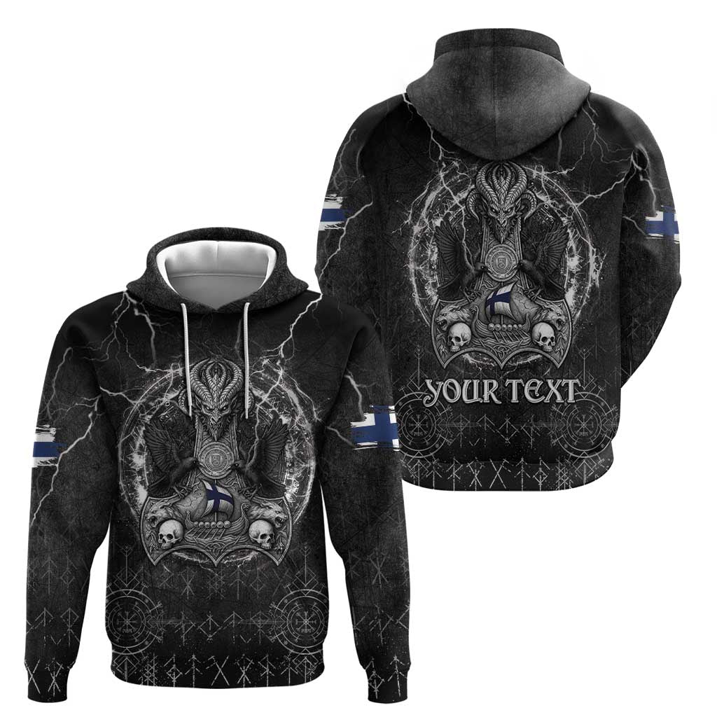 Personalized Finland Viking Hoodie Odin's Raven Legacy - Wonder Print Shop