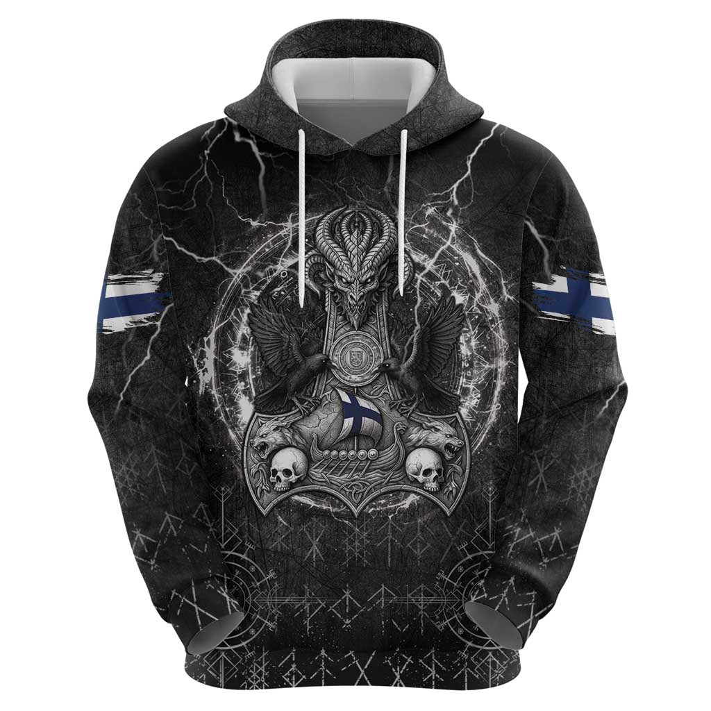 Personalized Finland Viking Hoodie Odin's Raven Legacy - Wonder Print Shop