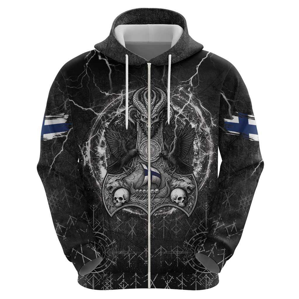 Personalized Finland Viking Hoodie Odin's Raven Legacy - Wonder Print Shop