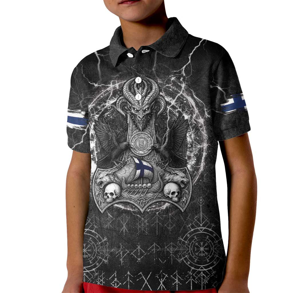 Personalized Finland Viking Kid Polo Shirt Odin's Raven Legacy - Wonder Print Shop