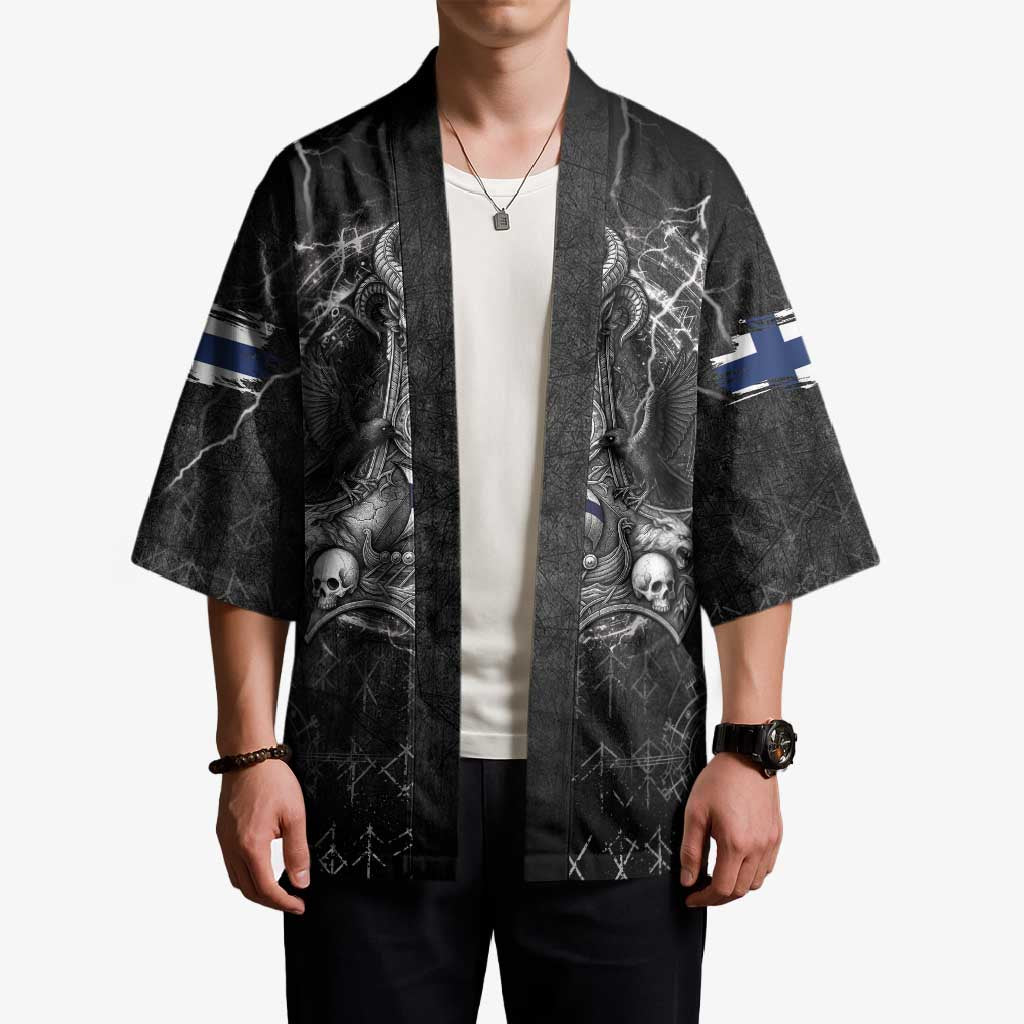 Personalized Finland Viking Kimono Odin's Raven Legacy - Wonder Print Shop