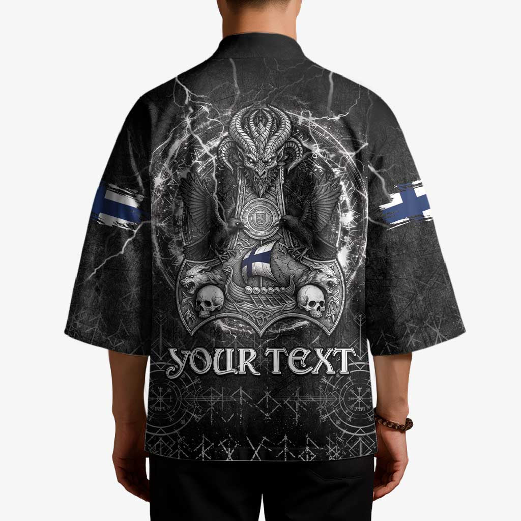 Personalized Finland Viking Kimono Odin's Raven Legacy - Wonder Print Shop