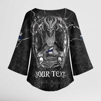 Personalized Finland Viking Kimono Sleeve Blouse Odin's Raven Legacy - Wonder Print Shop