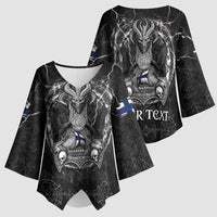 Personalized Finland Viking Kimono Sleeve Blouse Odin's Raven Legacy - Wonder Print Shop