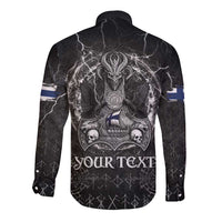Personalized Finland Viking Long Sleeve Button Shirt Odin's Raven Legacy - Wonder Print Shop