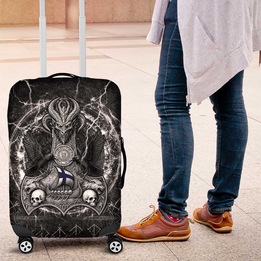 Finland Viking Luggage Cover Odin's Raven Legacy - Wonder Print Shop