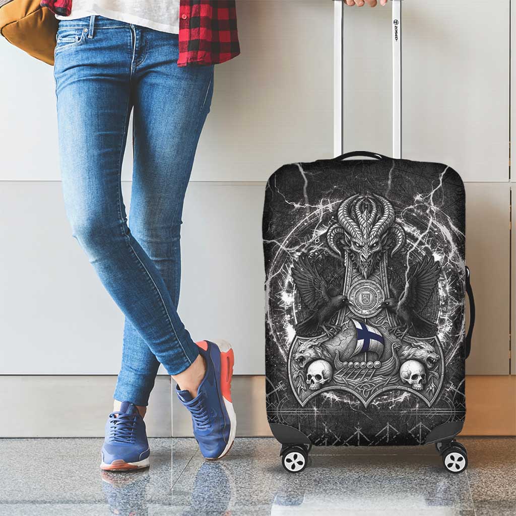 Finland Viking Luggage Cover Odin's Raven Legacy - Wonder Print Shop