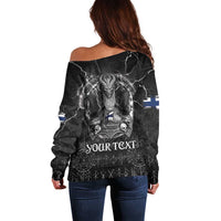 Personalized Finland Viking Off Shoulder Sweater Odin's Raven Legacy - Wonder Print Shop
