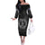 Personalized Finland Viking Off The Shoulder Long Sleeve Dress Odin's Raven Legacy - Wonder Print Shop