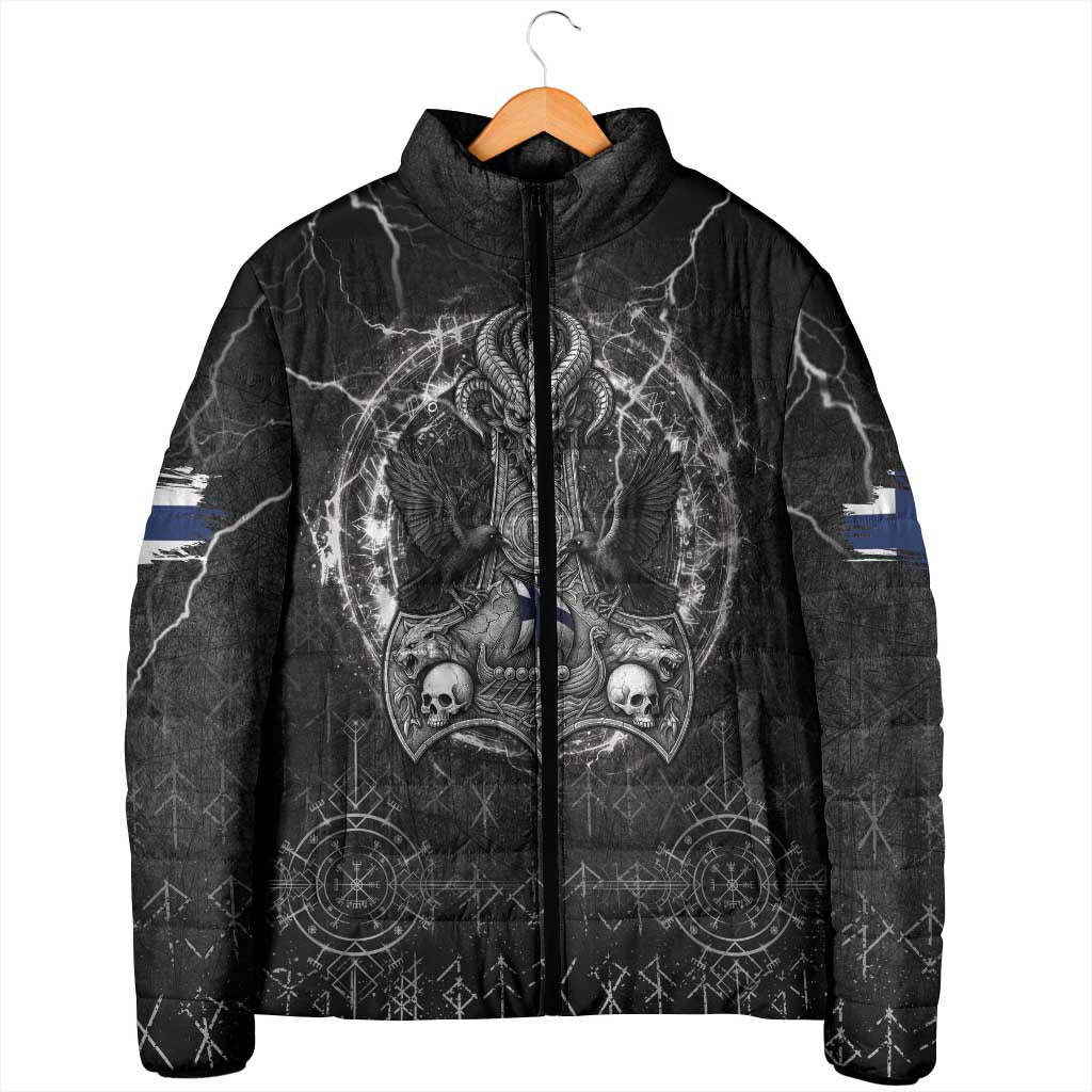 Personalized Finland Viking Padded Jacket Odin's Raven Legacy - Wonder Print Shop