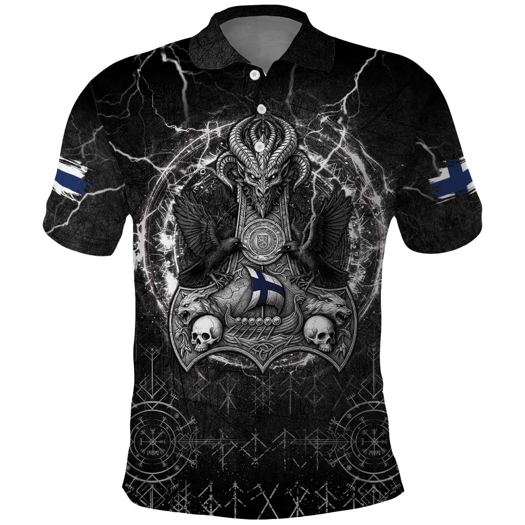 Personalized Finland Viking Polo Shirt Odin's Raven Legacy - Wonder Print Shop