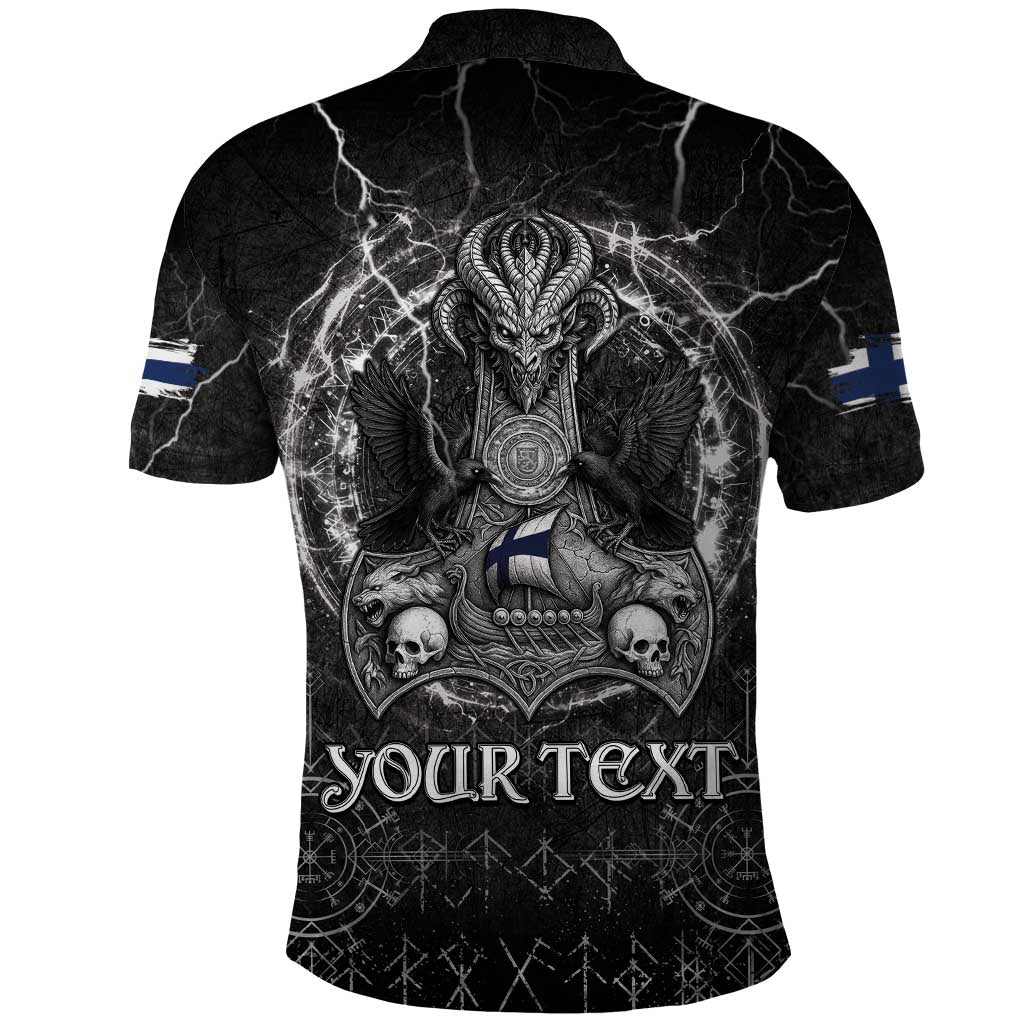 Personalized Finland Viking Polo Shirt Odin's Raven Legacy - Wonder Print Shop
