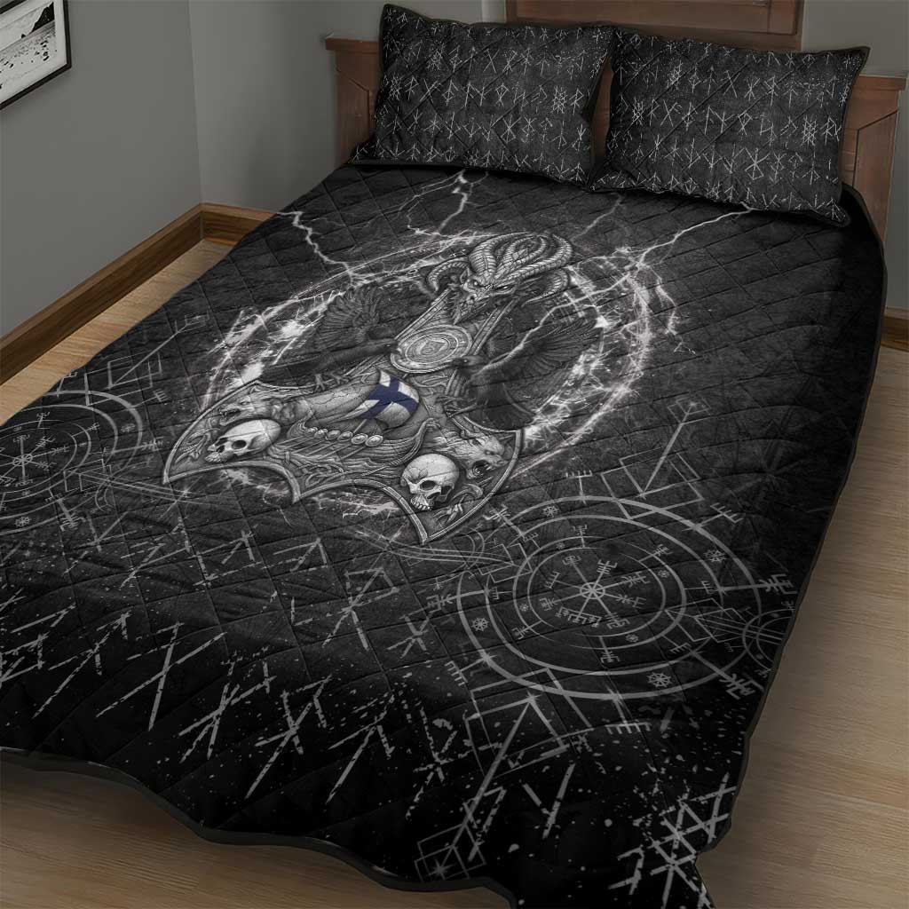 Finland Viking Quilt Bed Set Odin's Raven Legacy - Wonder Print Shop