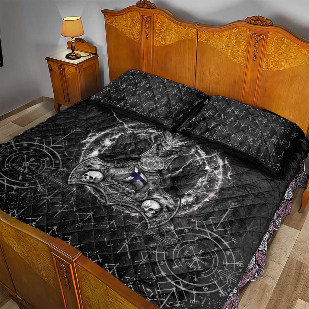 Finland Viking Quilt Bed Set Odin's Raven Legacy - Wonder Print Shop