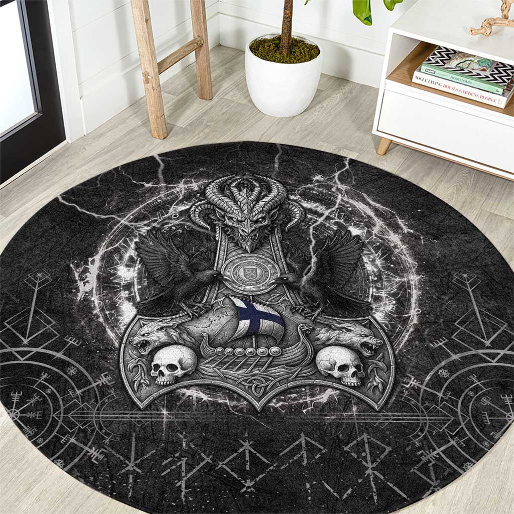 Finland Viking Round Carpet Odin's Raven Legacy - Wonder Print Shop