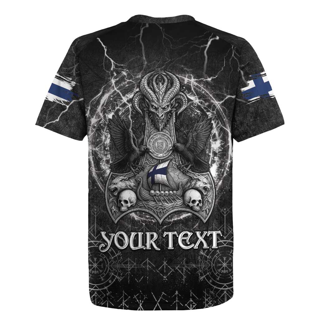Personalized Finland Viking Rugby Jersey Odin's Raven Legacy - Wonder Print Shop