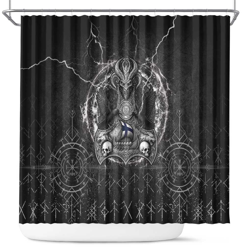 Finland Viking Shower Curtain Odin's Raven Legacy - Wonder Print Shop