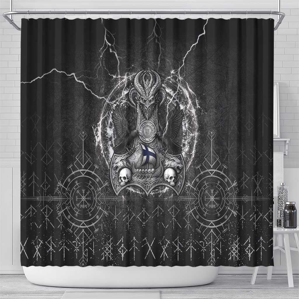 Finland Viking Shower Curtain Odin's Raven Legacy - Wonder Print Shop