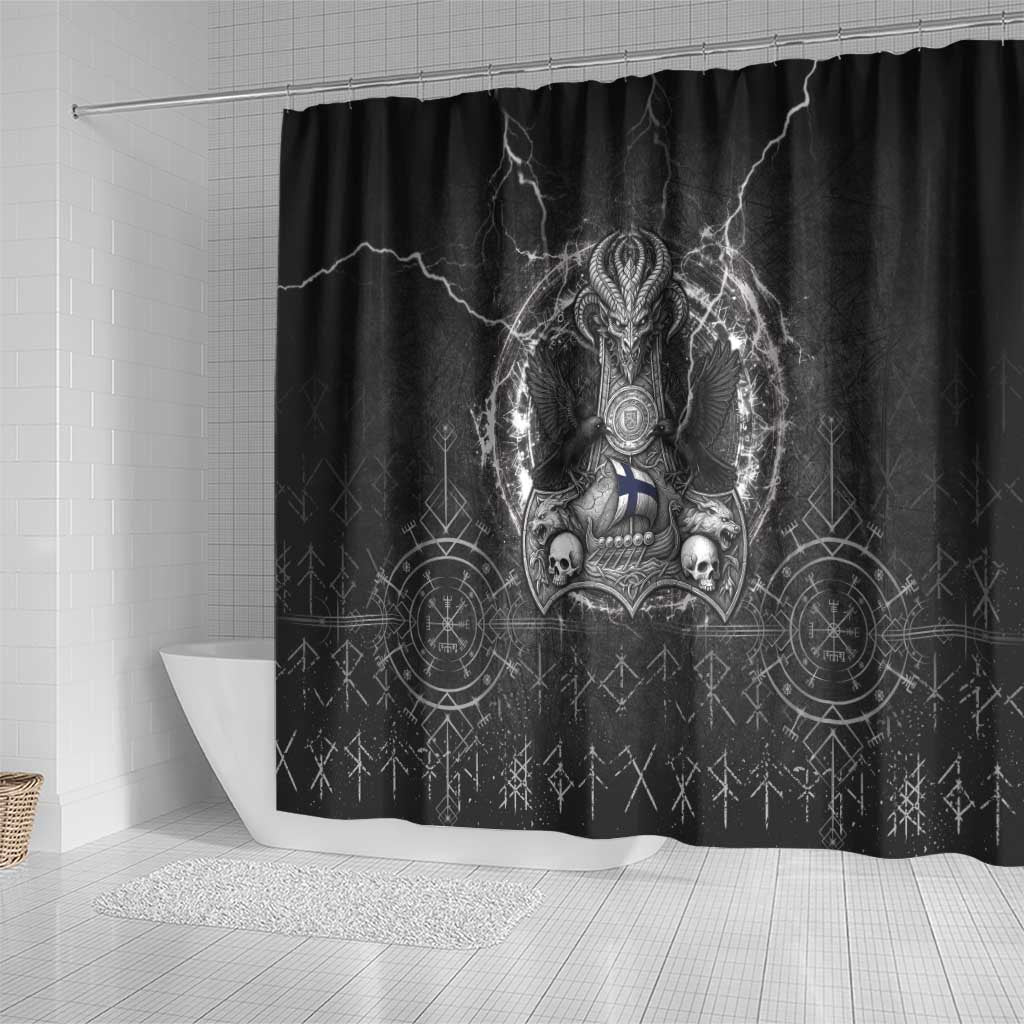 Finland Viking Shower Curtain Odin's Raven Legacy - Wonder Print Shop