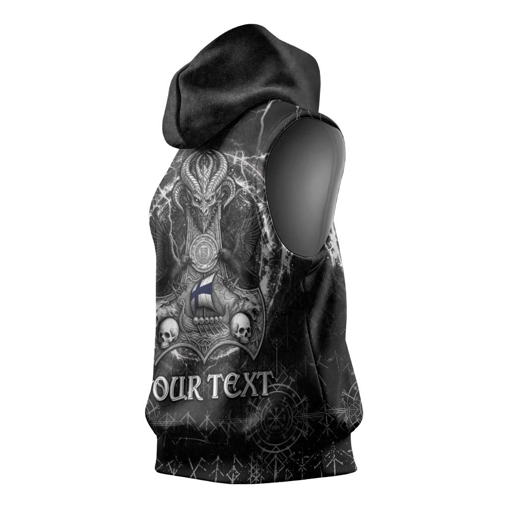 Personalized Finland Viking Sleeveless Hoodie Odin's Raven Legacy - Wonder Print Shop