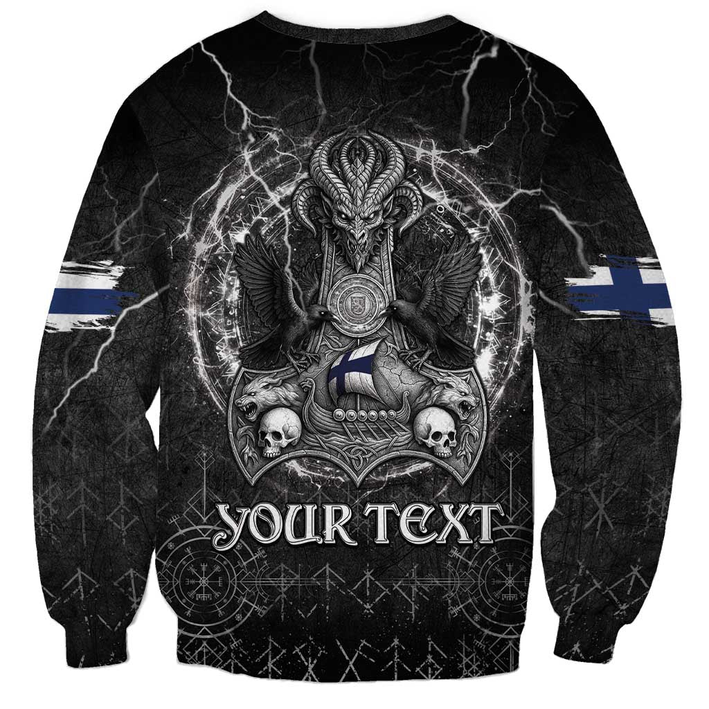 Personalized Finland Viking Sweatshirt Odin's Raven Legacy - Wonder Print Shop