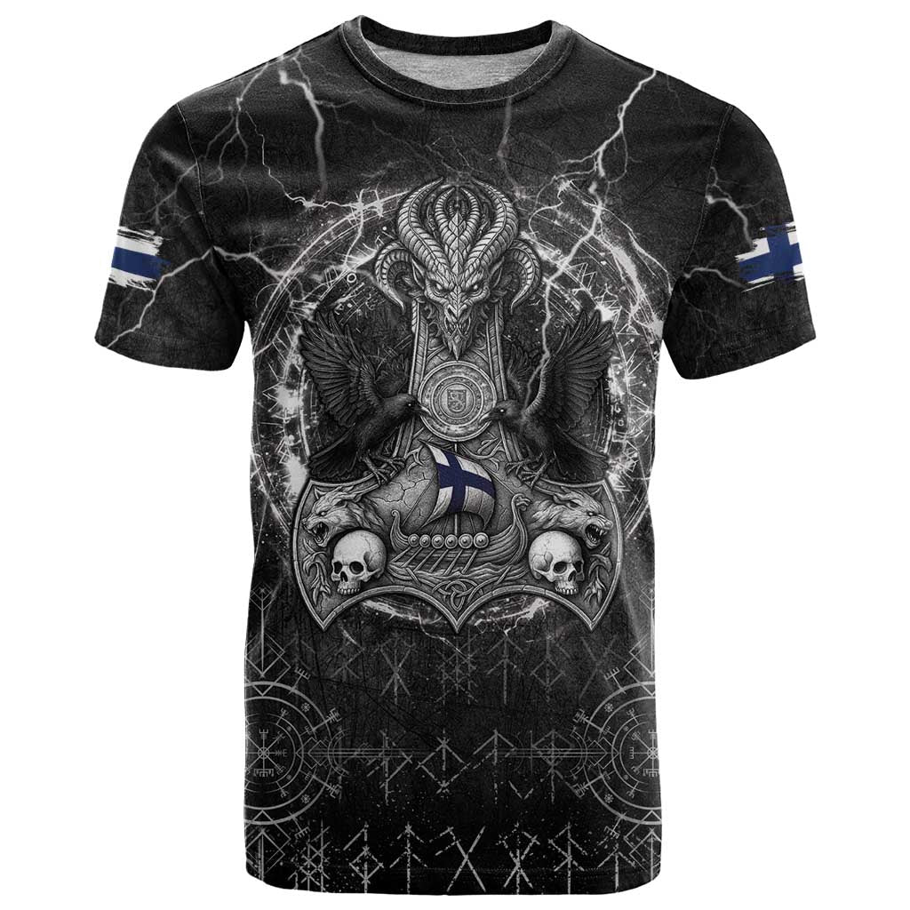 Personalized Finland Viking T Shirt Odin's Raven Legacy - Wonder Print Shop