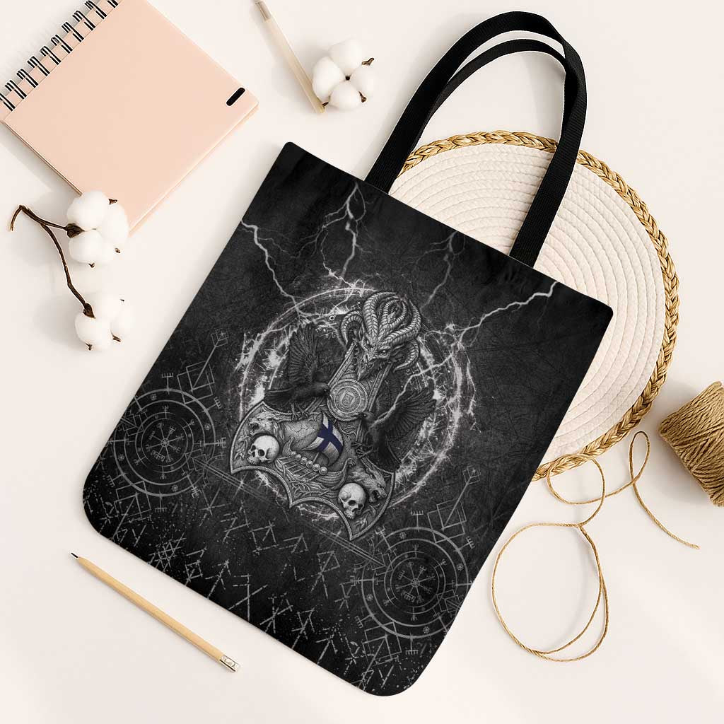 Finland Viking Tote Bag Odin's Raven Legacy - Wonder Print Shop