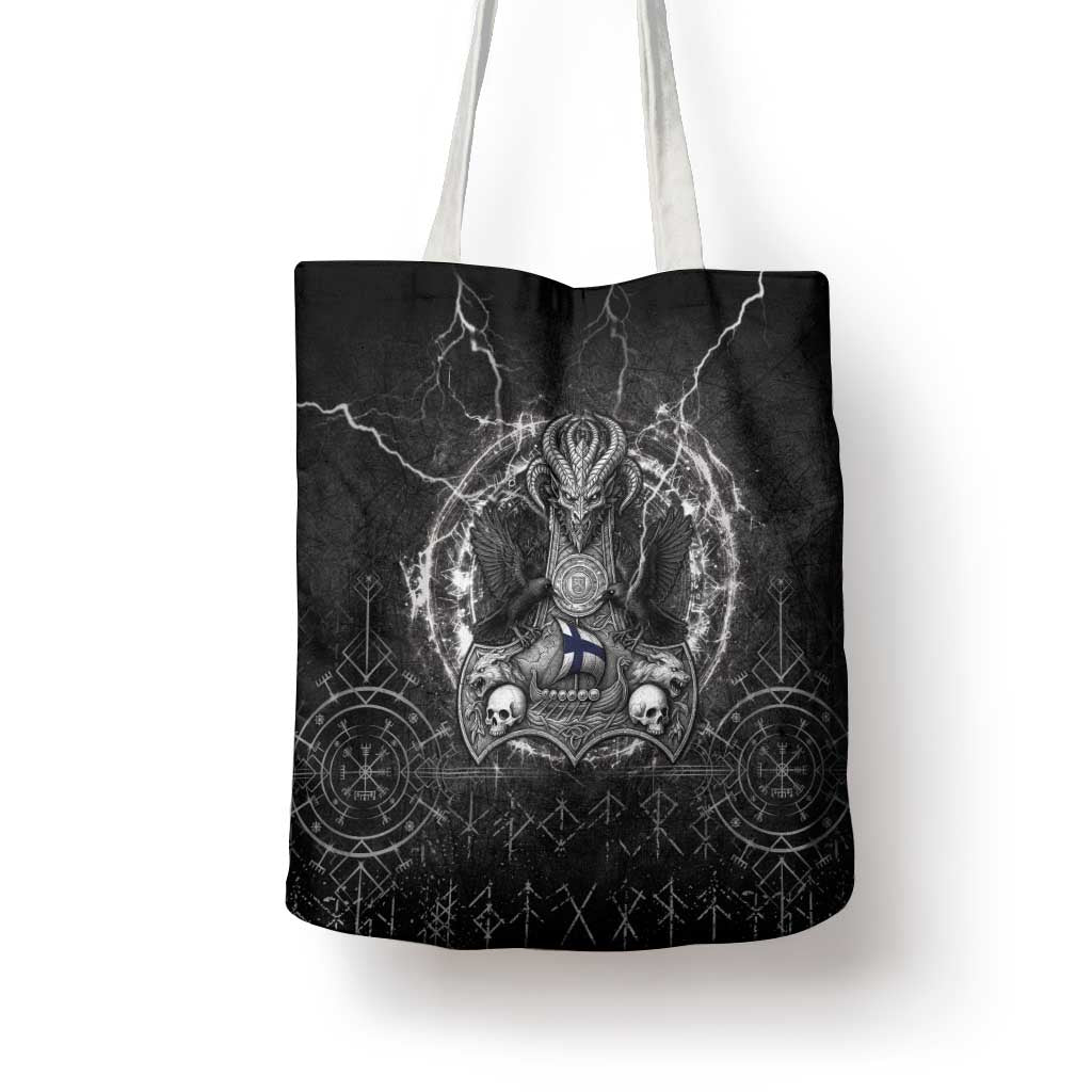Finland Viking Tote Bag Odin's Raven Legacy - Wonder Print Shop