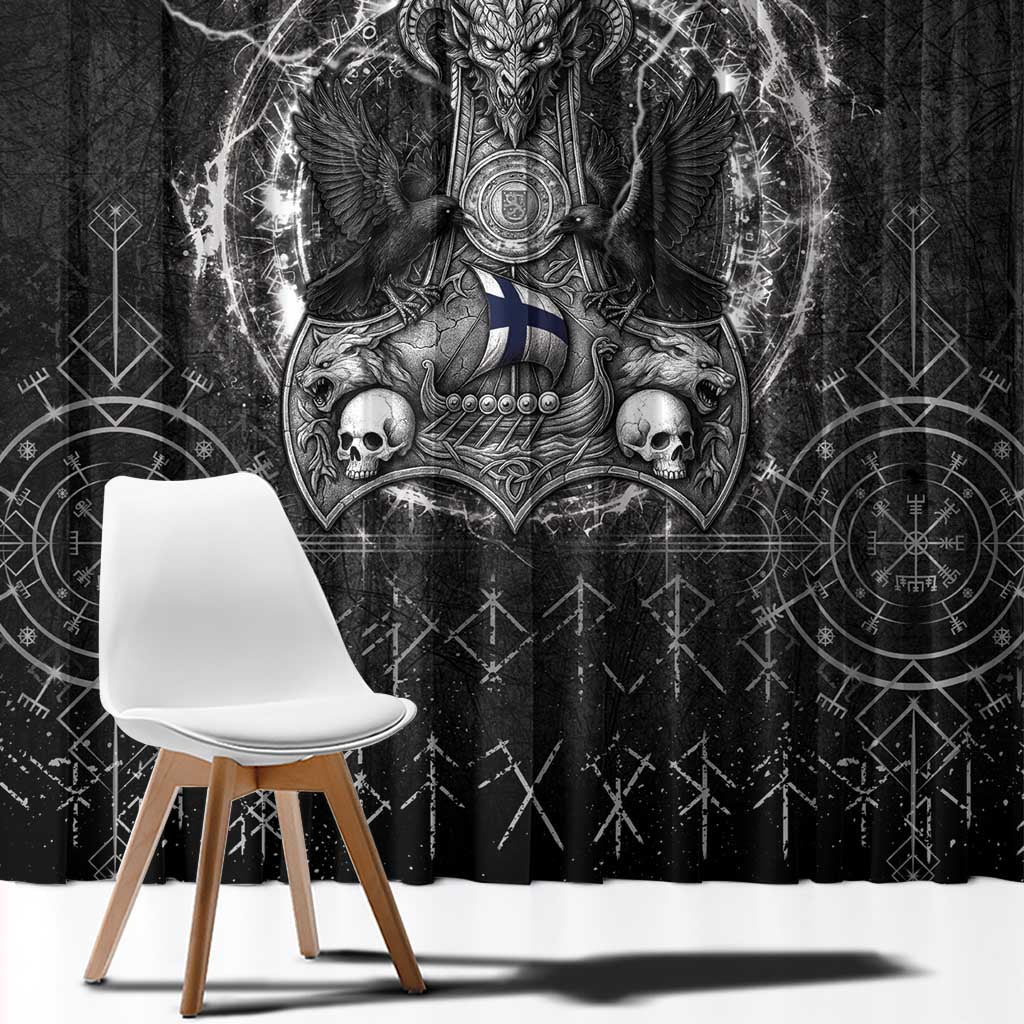 Finland Viking Window Curtain Odin's Raven Legacy - Wonder Print Shop
