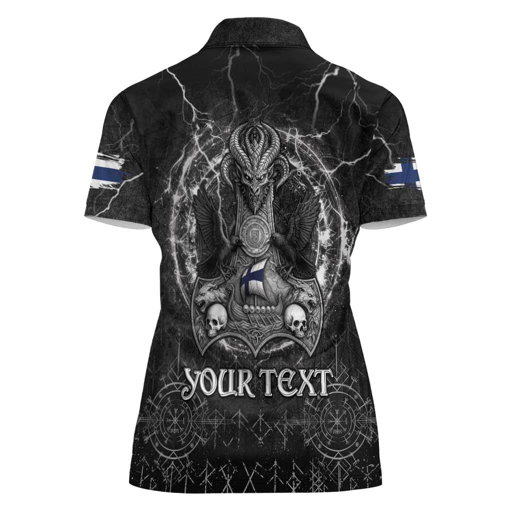 Personalized Finland Viking Women Polo Shirt Odin's Raven Legacy - Wonder Print Shop