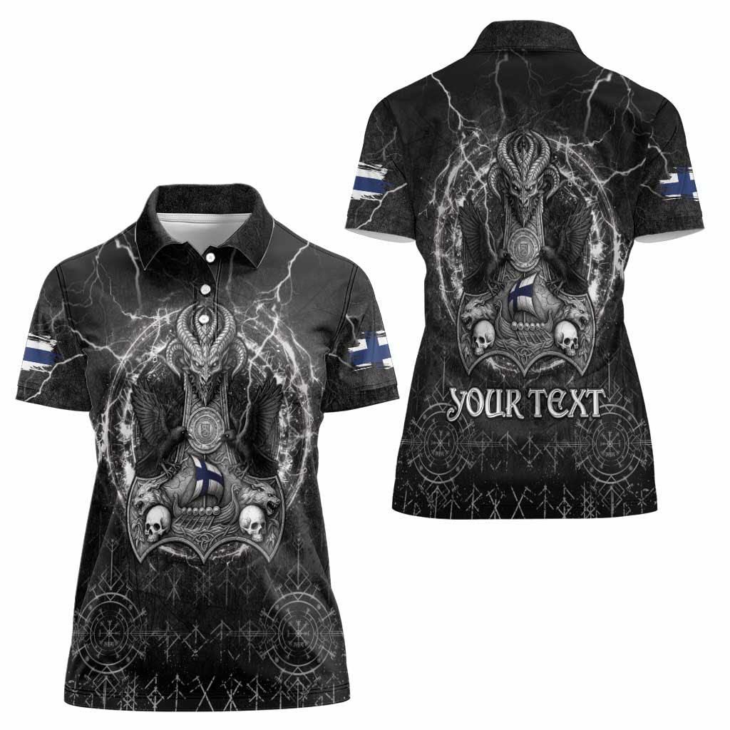 Personalized Finland Viking Women Polo Shirt Odin's Raven Legacy - Wonder Print Shop