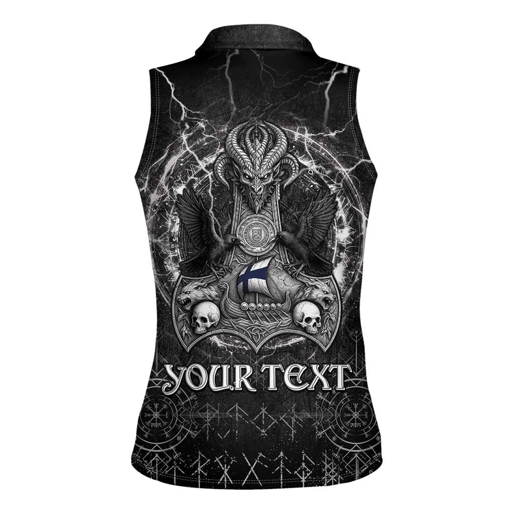 Personalized Finland Viking Women Sleeveless Polo Shirt Odin's Raven Legacy - Wonder Print Shop
