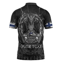 Personalized Finland Viking Zipper Polo Shirt Odin's Raven Legacy - Wonder Print Shop