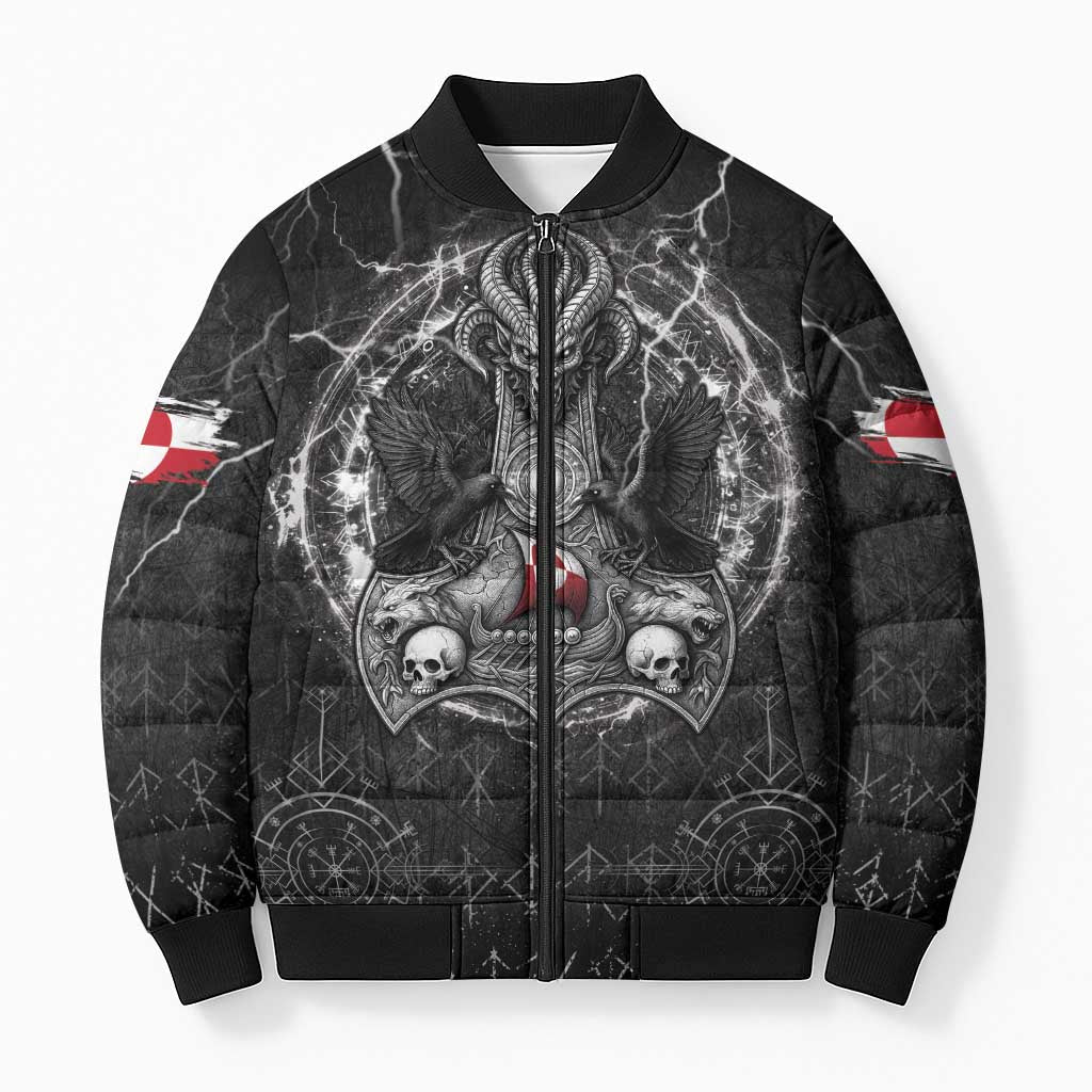 Personalized Greenland Viking Bomber Puffer Jacket Odin's Raven Legacy - Wonder Print Shop