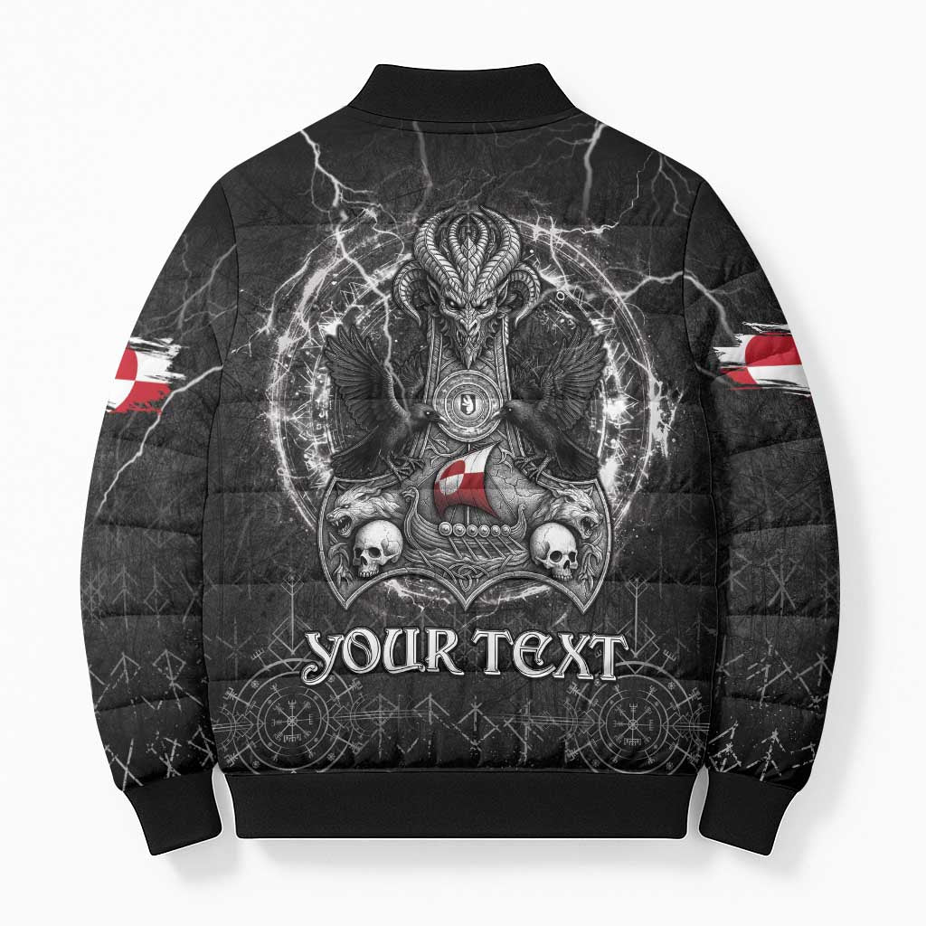 Personalized Greenland Viking Bomber Puffer Jacket Odin's Raven Legacy - Wonder Print Shop