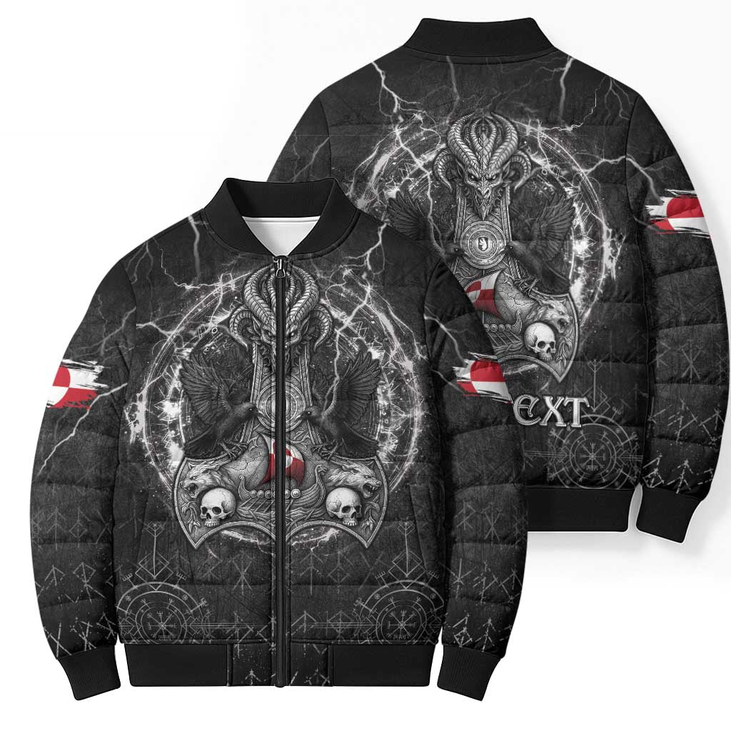 Personalized Greenland Viking Bomber Puffer Jacket Odin's Raven Legacy - Wonder Print Shop