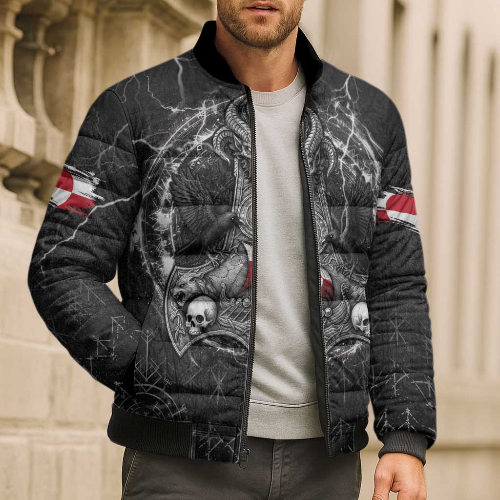 Personalized Greenland Viking Bomber Puffer Jacket Odin's Raven Legacy - Wonder Print Shop