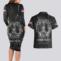 Personalized Greenland Viking Couples Matching Long Sleeve Bodycon Dress and Hawaiian Shirt Odin's Raven Legacy - Wonder Print Shop