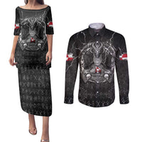 Personalized Greenland Viking Couples Matching Puletasi and Long Sleeve Button Shirt Odin's Raven Legacy - Wonder Print Shop