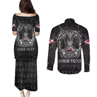 Personalized Greenland Viking Couples Matching Puletasi and Long Sleeve Button Shirt Odin's Raven Legacy - Wonder Print Shop