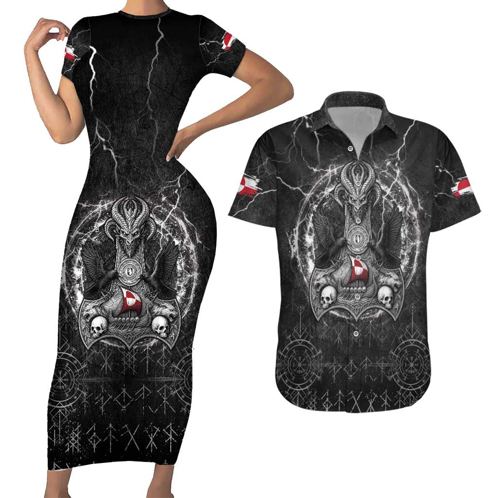 Personalized Greenland Viking Couples Matching Short Sleeve Bodycon Dress and Hawaiian Shirt Odin's Raven Legacy - Wonder Print Shop