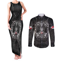 Personalized Greenland Viking Couples Matching Tank Maxi Dress and Long Sleeve Button Shirt Odin's Raven Legacy - Wonder Print Shop