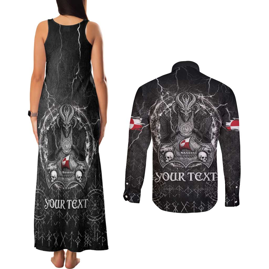 Personalized Greenland Viking Couples Matching Tank Maxi Dress and Long Sleeve Button Shirt Odin's Raven Legacy - Wonder Print Shop