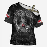 Personalized Greenland Viking Cross Shoulder Shirt Odin's Raven Legacy - Wonder Print Shop